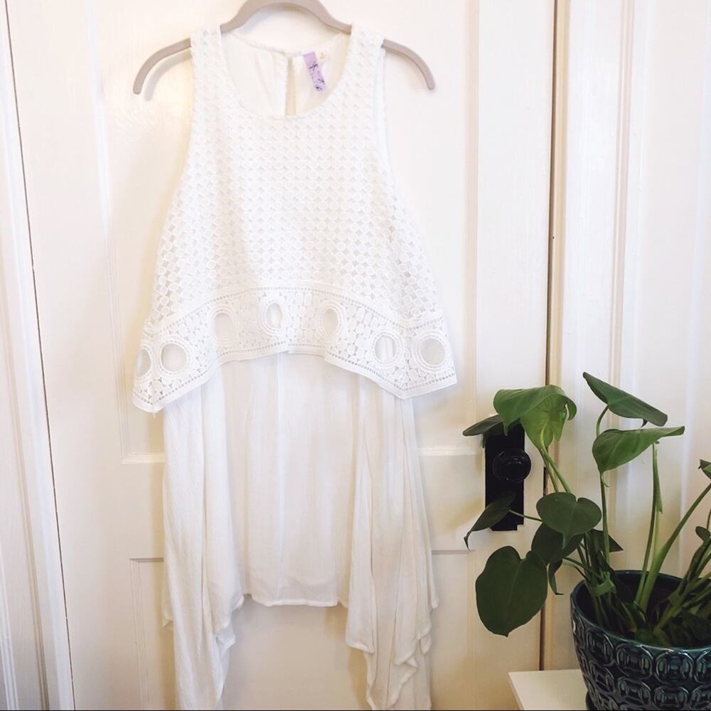 Francesca's Alya White Boho High Low Dress